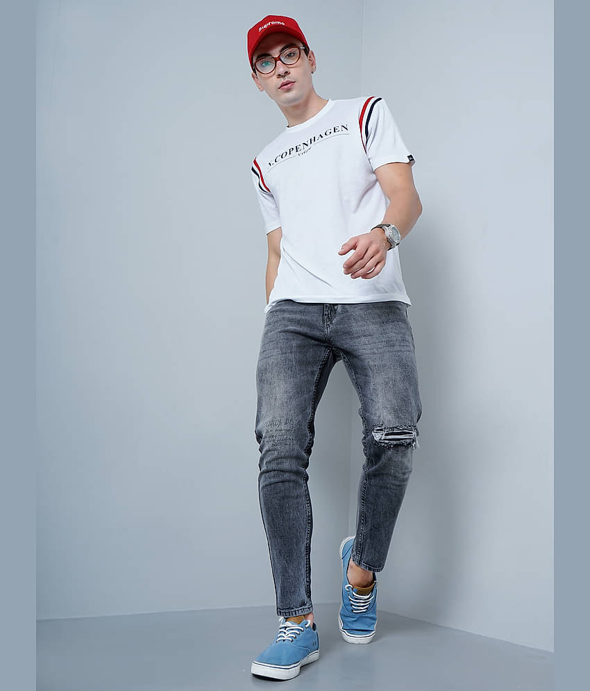 Paul Street Pack of 1 Cotton Blend Slim Fit Men's T-Shirt ( White )