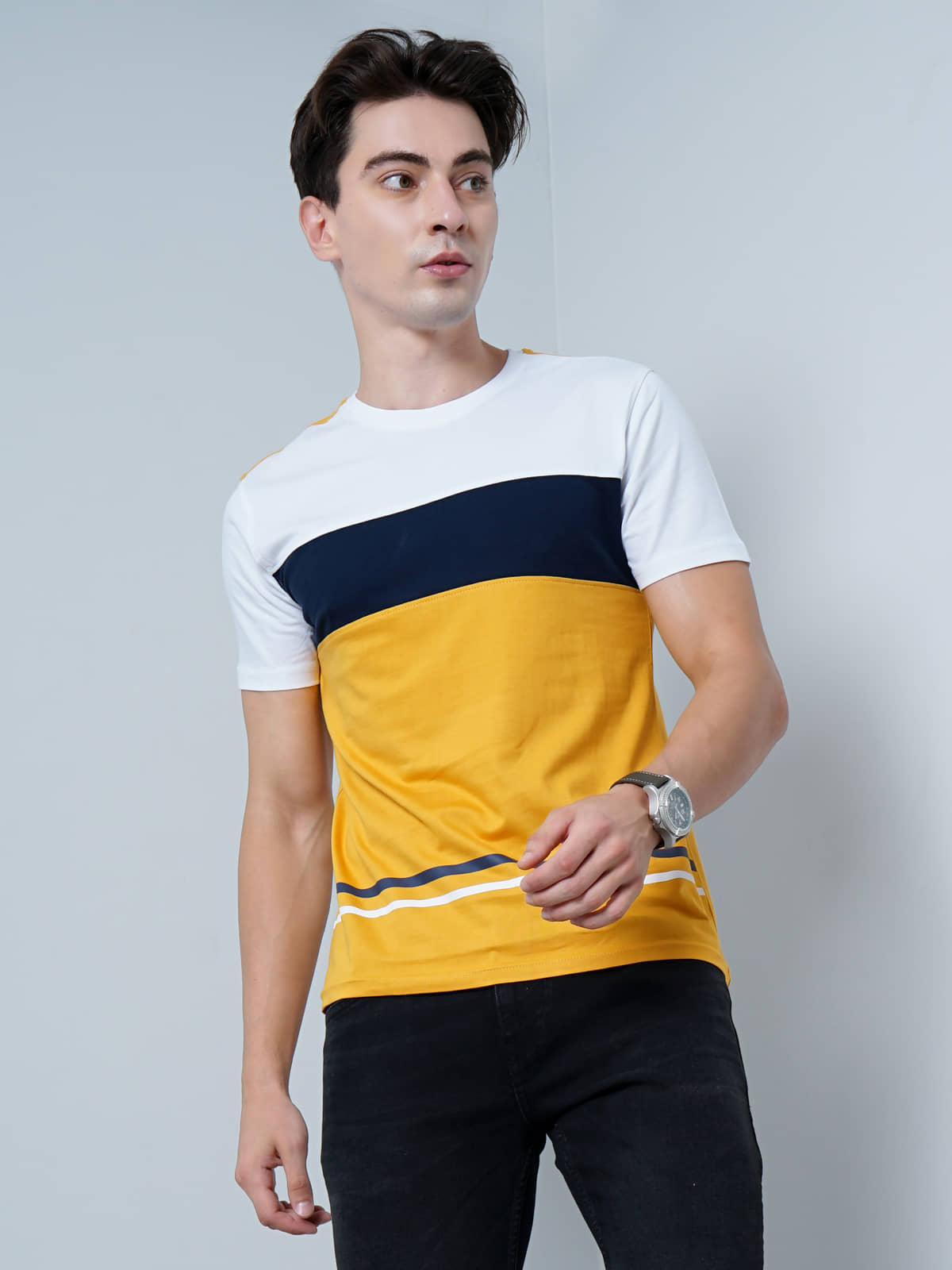 Paul Street Pack of 1 Cotton Blend Slim Fit Men's T-Shirt ( Yellow )