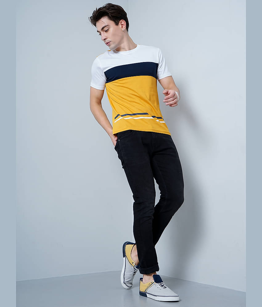 Paul Street Pack of 1 Cotton Blend Slim Fit Men's T-Shirt ( Yellow )