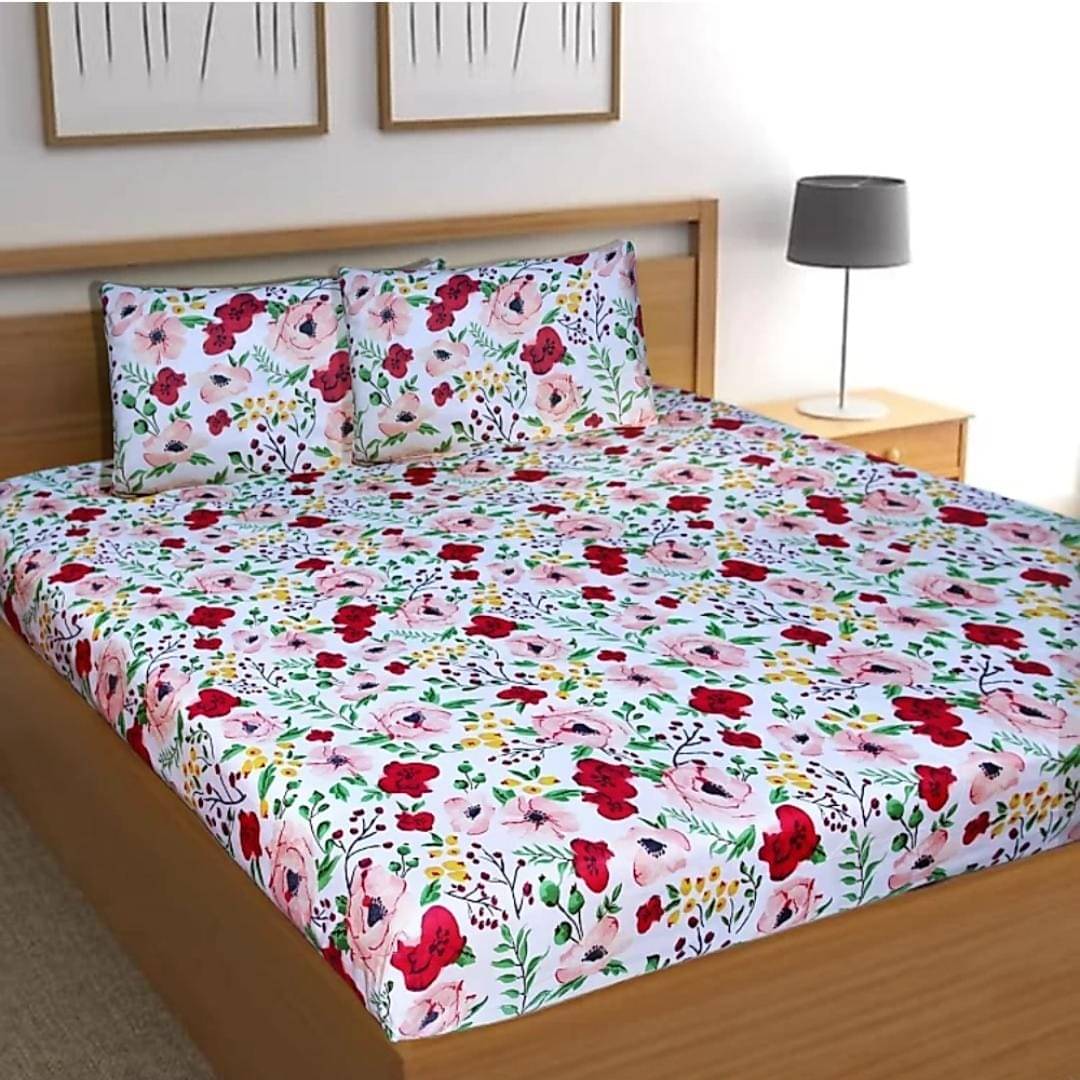 Sky Tex King 3D Polycotton Off White Floral Fitted Sheet Sky Tex King 3D Polycotton Off White Floral Fitted Sheet