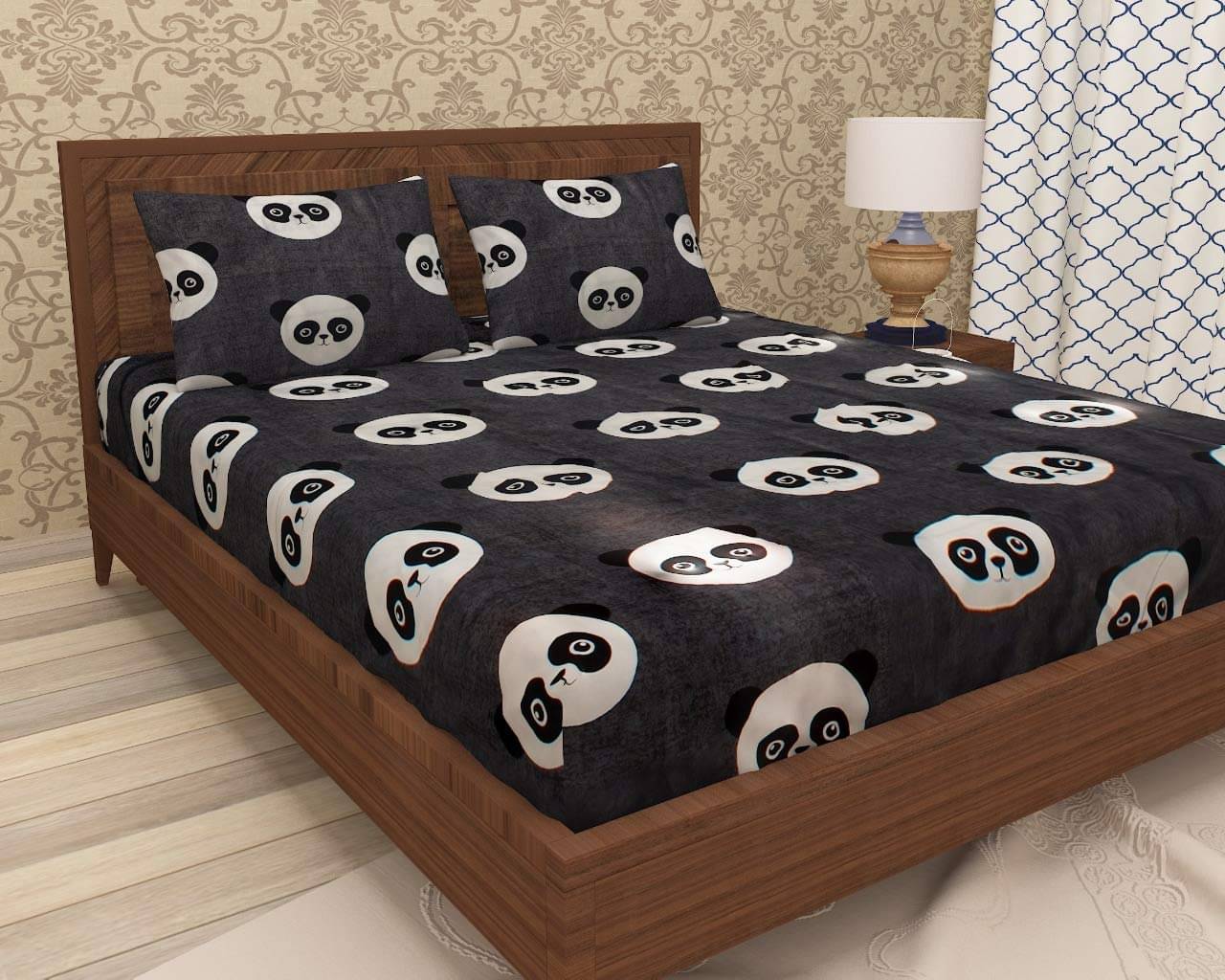Sky Tex King 3D Polycotton Black Cartoon Fitted Sheet Sky Tex King 3D Polycotton Black Cartoon Fitted Sheet