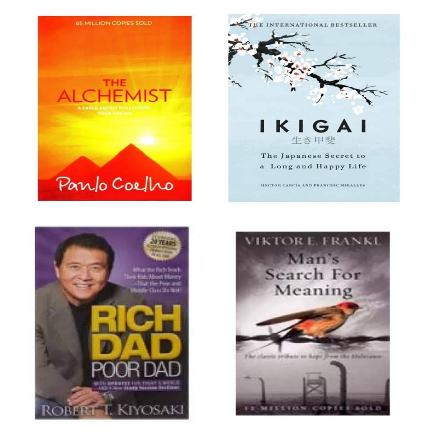 The Alchemist + Ikigai + Richdad +Men search