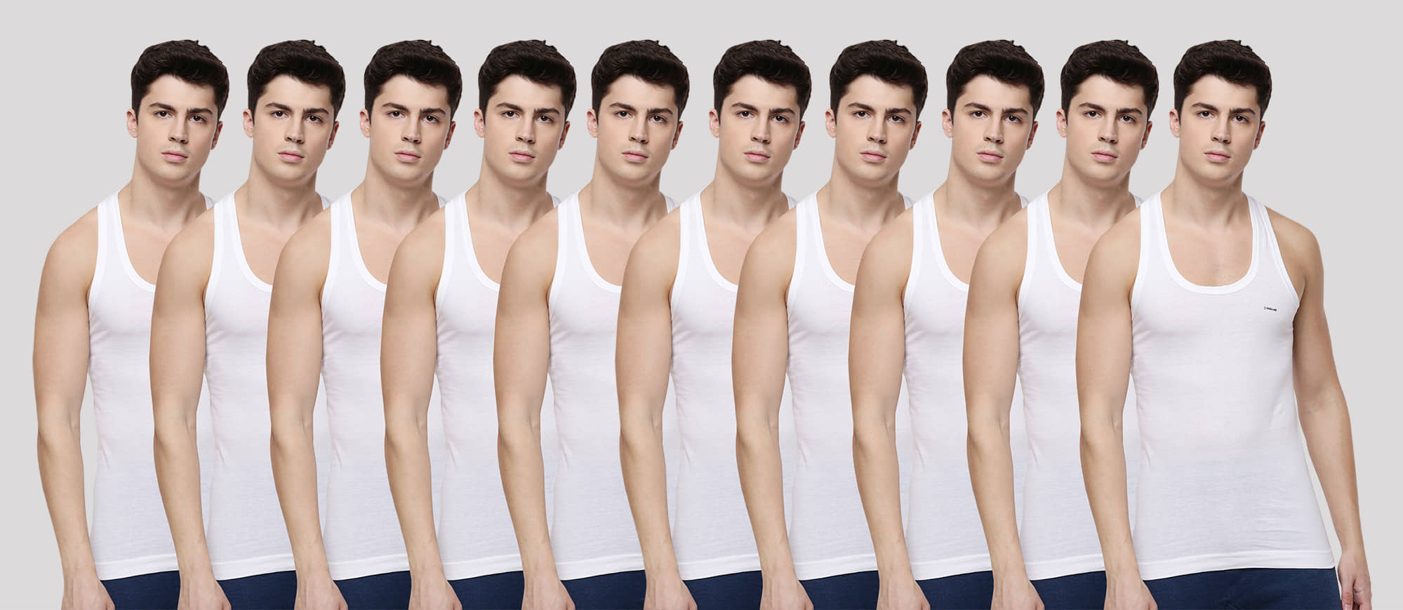 Dollar Bigboss Men's White Pack of 10 Solid Combed Cotton Shrinkless Vest - Nightwear & Loungewear | Buy online on ZillyBuy