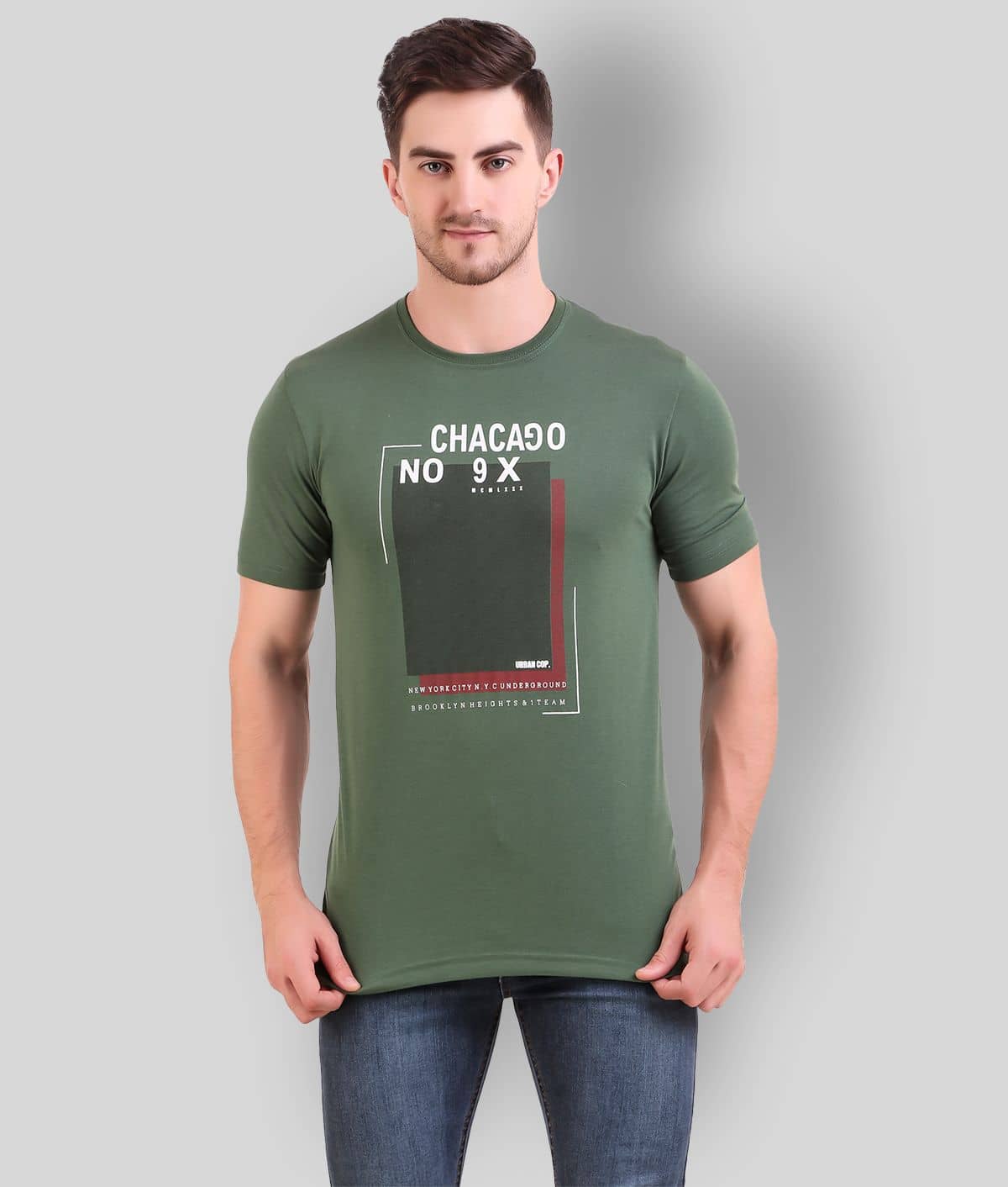 Bravezi Pack of 1 Cotton Blend Slim Fit Men's T-Shirt ( Green )