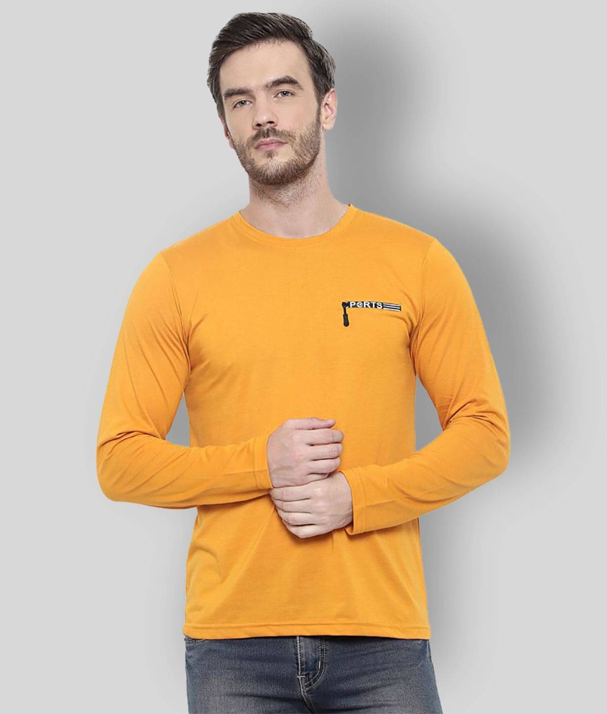     			Glito Pack of 1 Cotton Blend Regular Fit Men's T-Shirt ( Yellow )