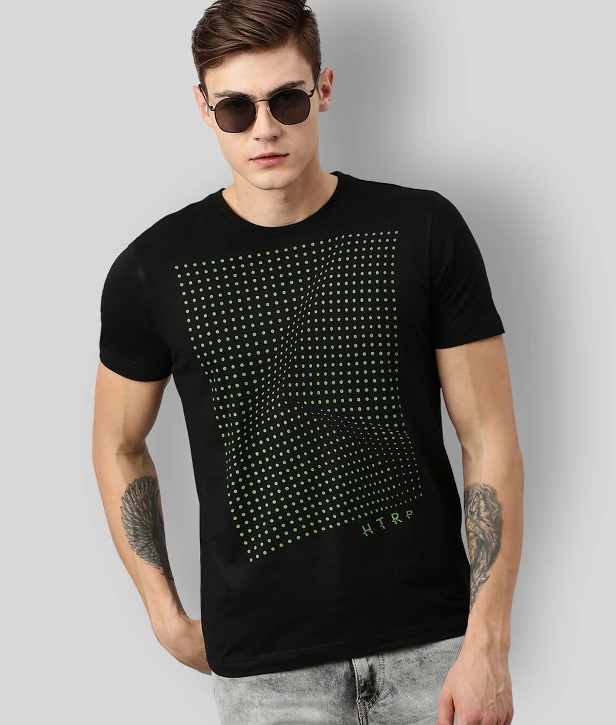 Huetrap Pack of 1 Cotton Blend Regular Fit Men's T-Shirt ( Black )
