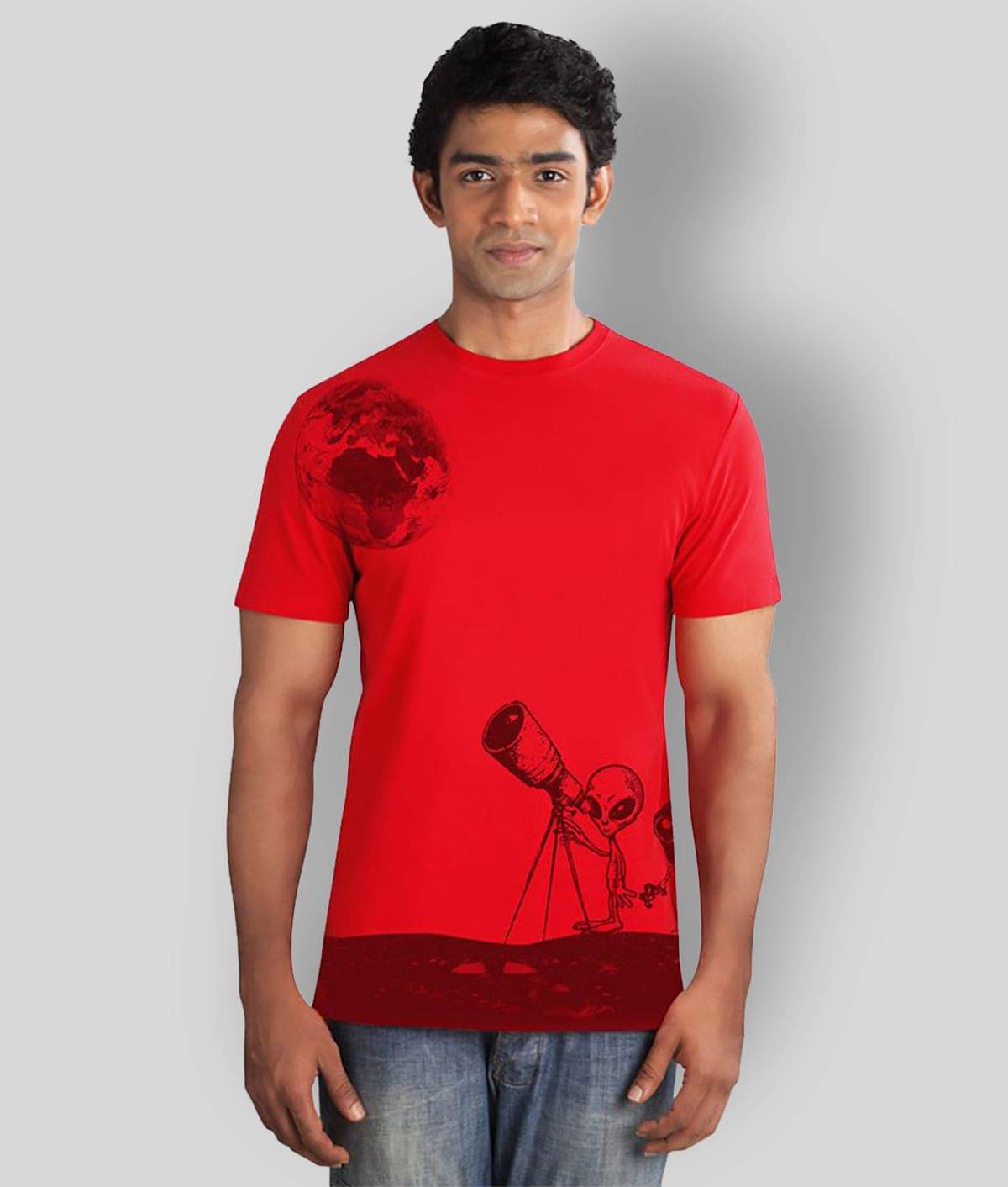     			Huetrap Pack of 1 Cotton Regular Fit Men's T-Shirt ( Red )
