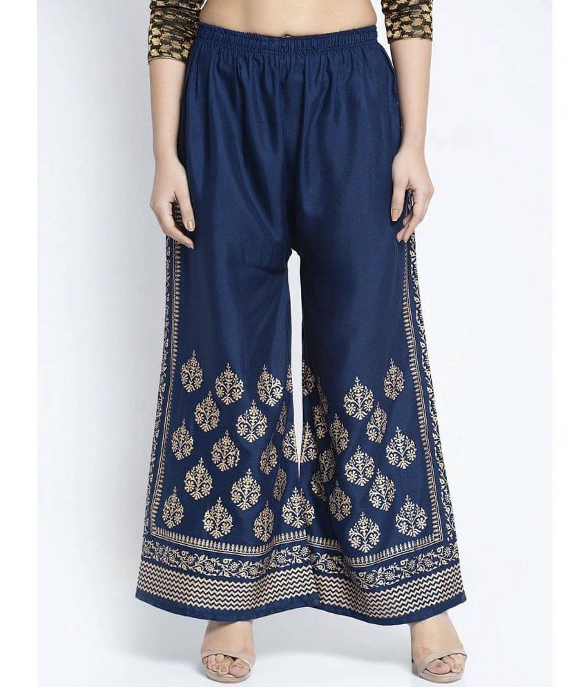 OMAYA - Navy Blue Rayon Flared Women's Palazzos ( Pack of 1 ) OMAYA - Navy Blue Rayon Flared Women's Palazzos ( Pack of 1 )