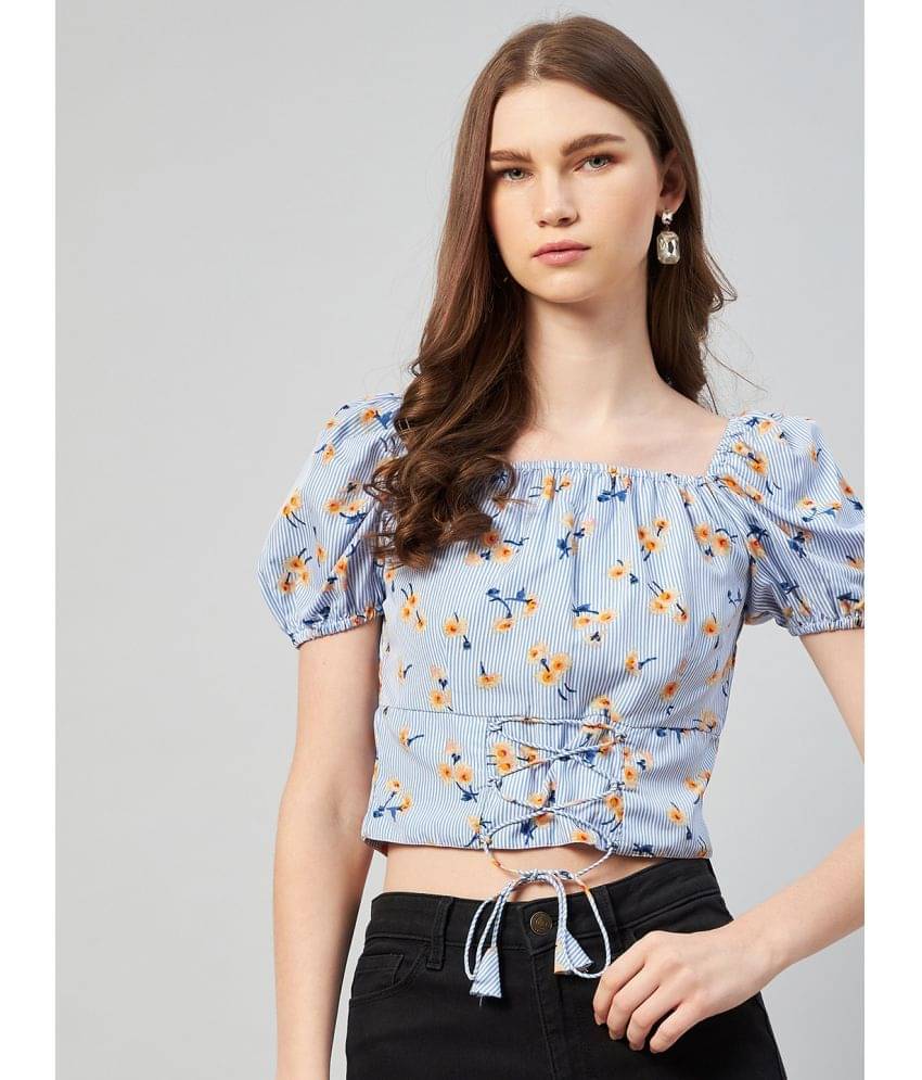 Rare Women's Crepe Drawstring Top ( Blue ) Rare Women's Crepe Drawstring Top ( Blue )
