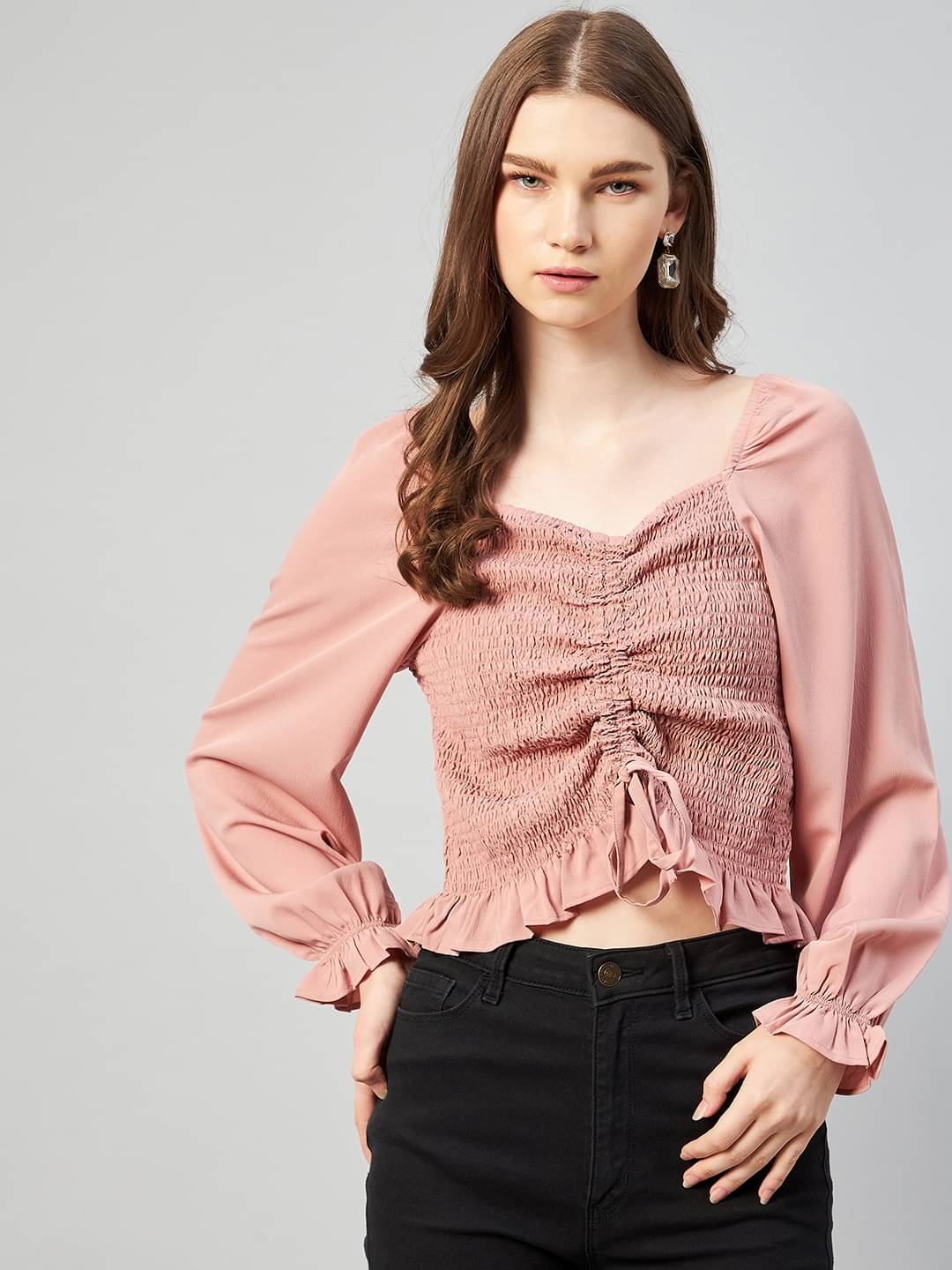     			Rare Women's Crepe Drawstring Top ( Peach )