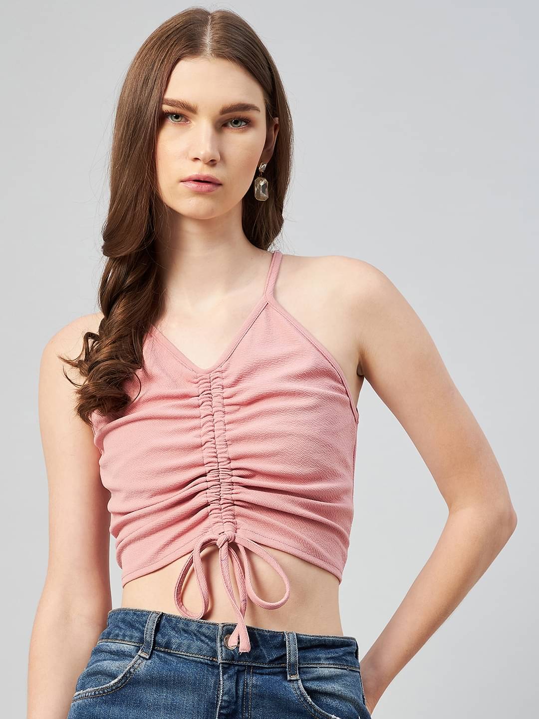     			Rare Women's Polyester Drawstring Top ( Peach )