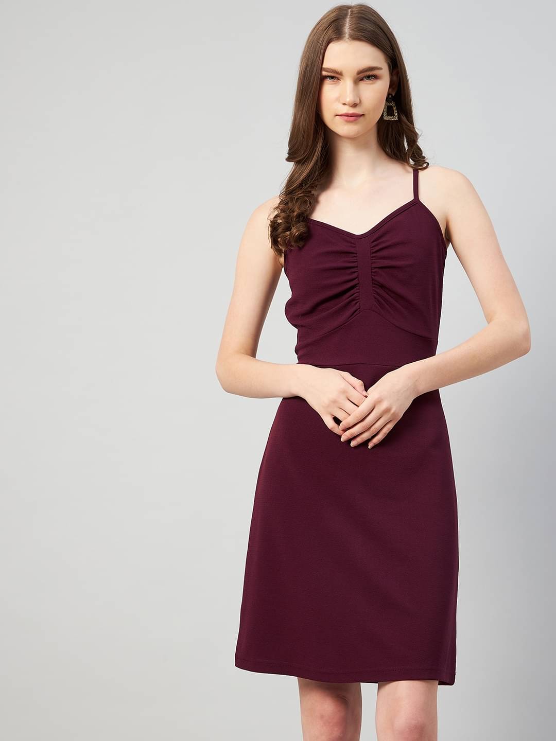 Rare Women Polyester Solid A-line Dress ( Wine ) Rare Women Polyester Solid A-line Dress ( Wine )