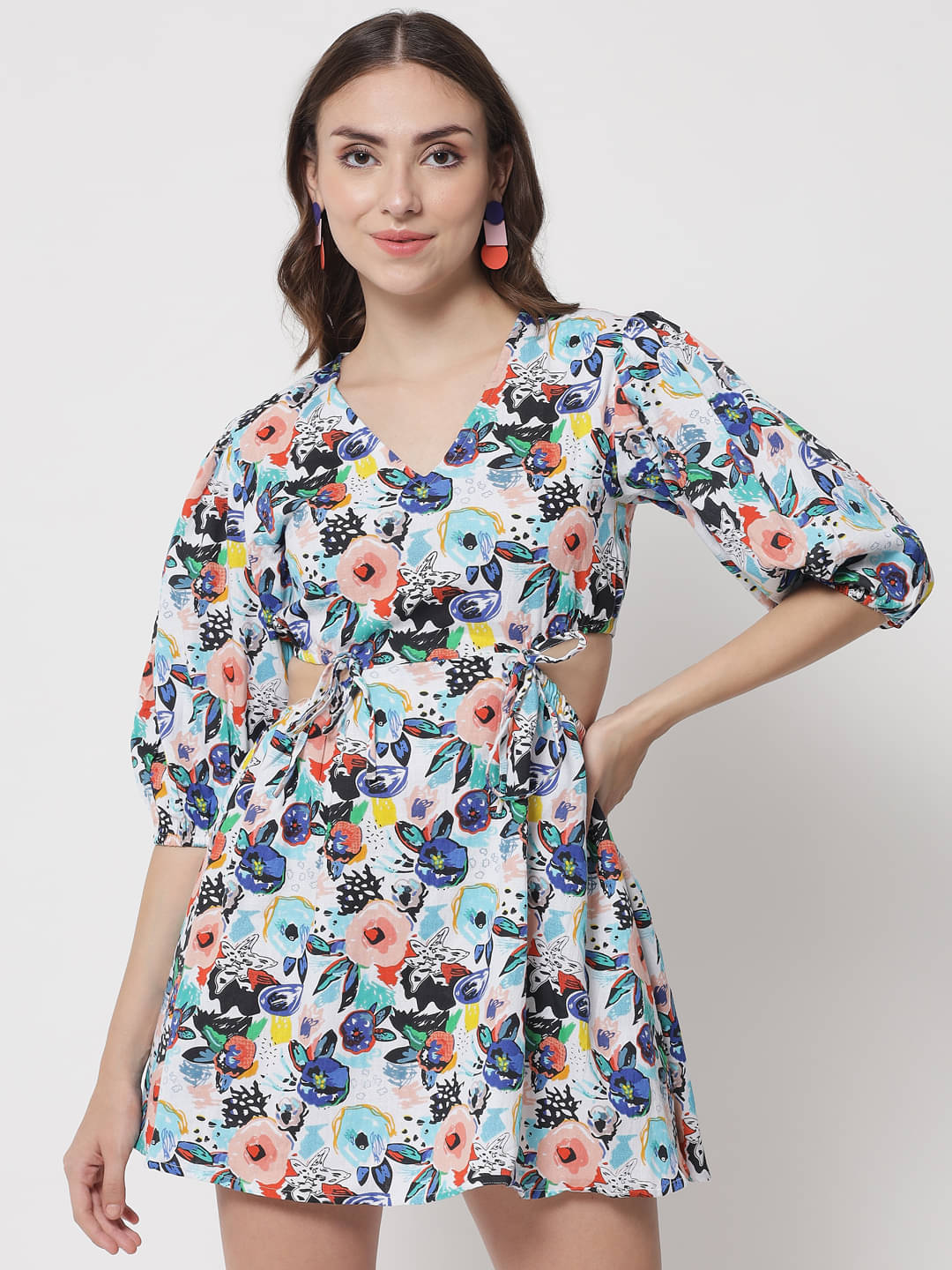 The Dry State Women Cotton Printed Fit & Flare Dress ( Multicolor ) The Dry State Women Cotton Printed Fit & Flare Dress ( Multicolor )
