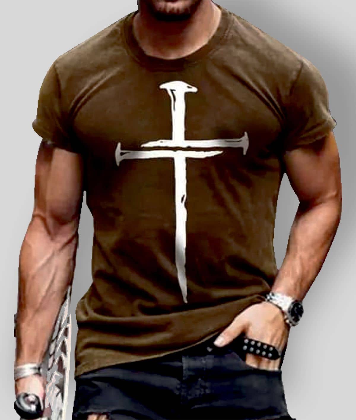 The Million Club Pack of 1 Cotton Blend Regular Fit Men's T-Shirt ( Brown )