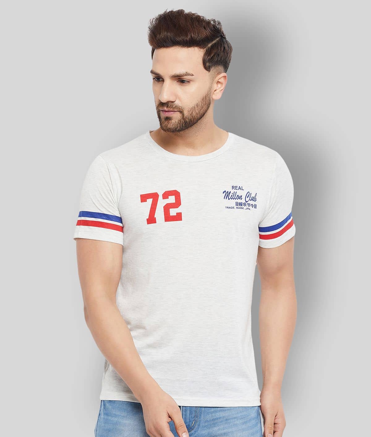 The Million Club Pack of 1 Cotton Blend Regular Fit Men's T-Shirt ( Grey )