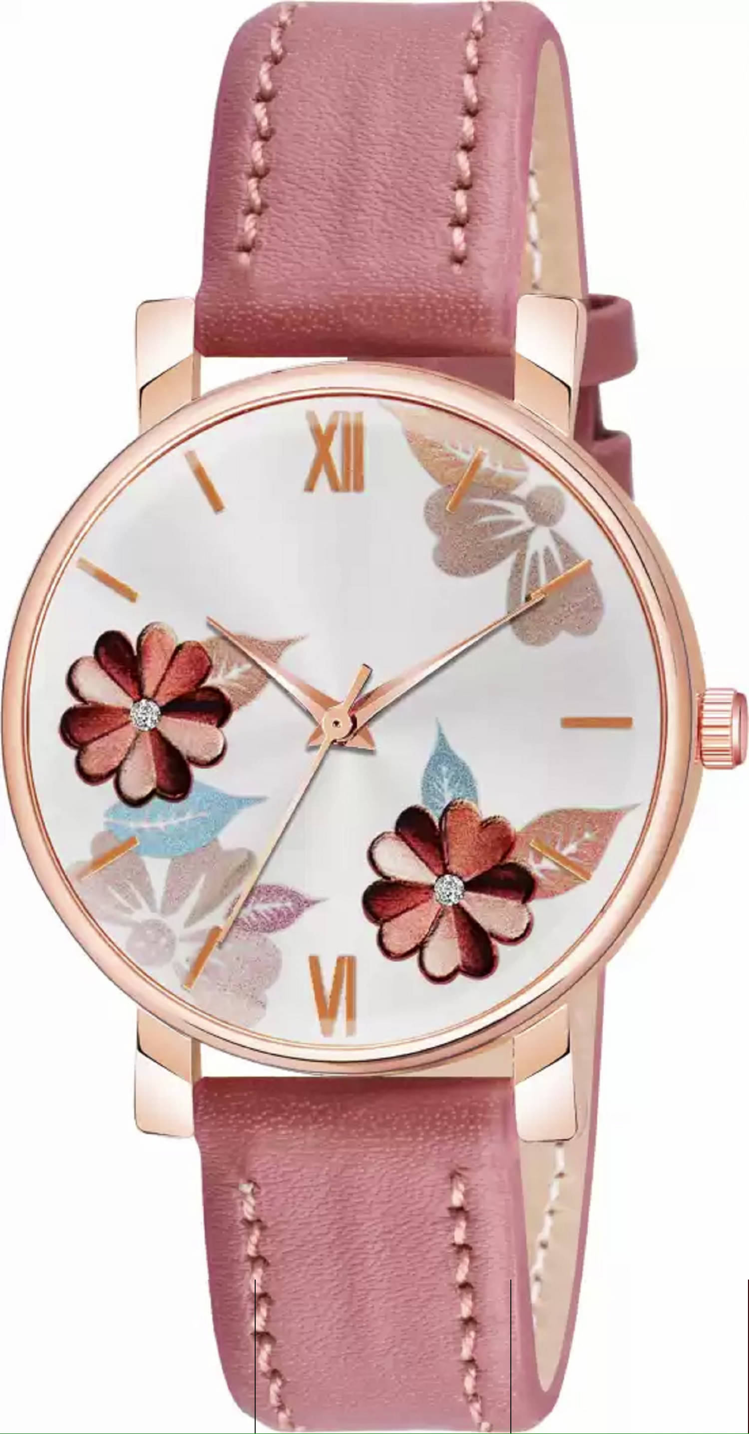     			EMPERO - Pink Leather Analog Womens Watch