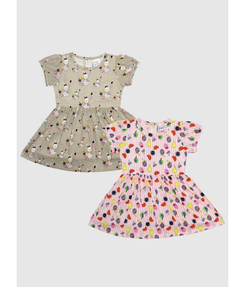     			Me N My CLOSET Pack of 2 Baby Girls Cotton Frock ( Multicolor )