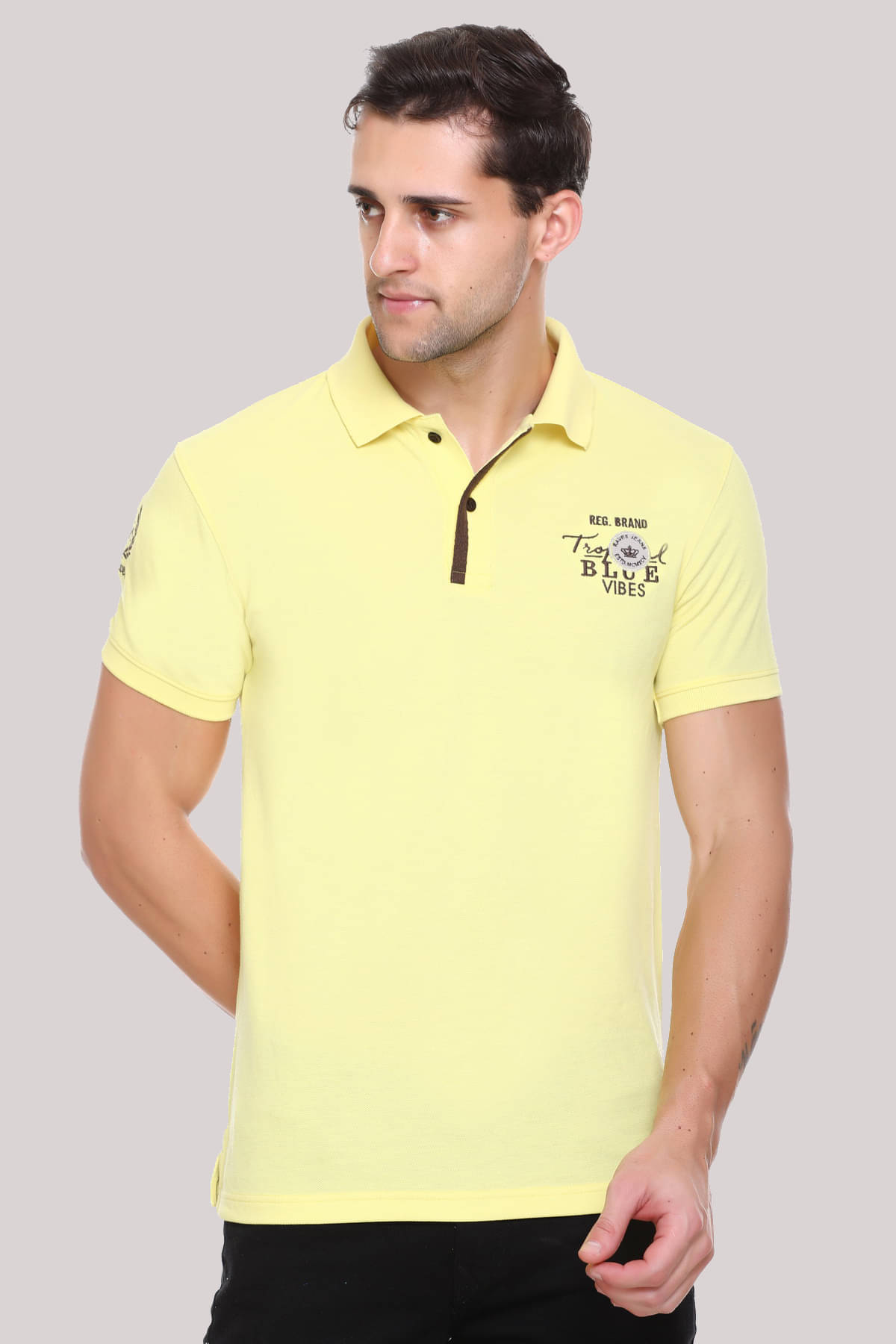     			RF RAVES - Yellow Cotton Blend Regular Fit Men's Polo T Shirt ( Pack of 1 )