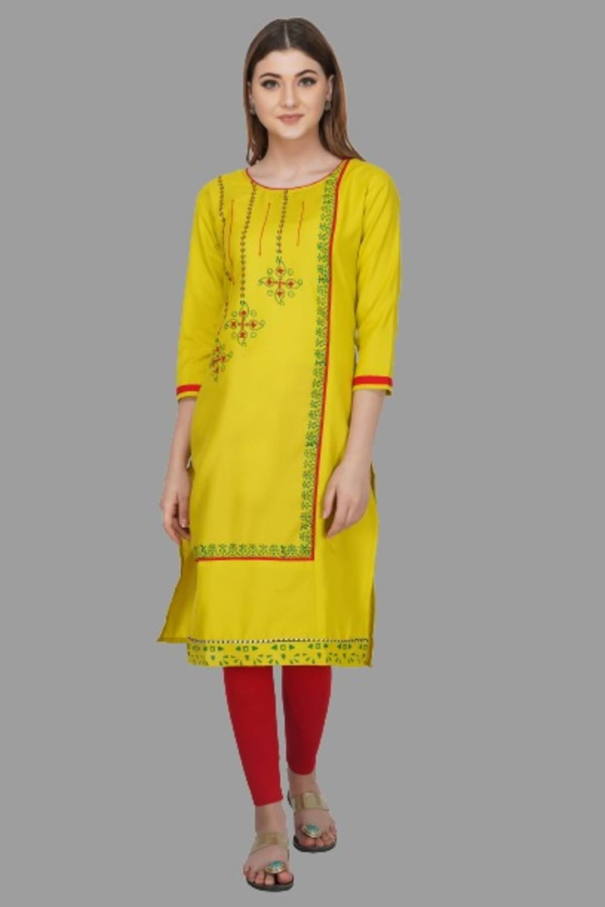 VAHSON - Yellow Cotton Blend Women's Straight Kurti ( Pack of 1 ) VAHSON - Yellow Cotton Blend Women's Straight Kurti ( Pack of 1 )