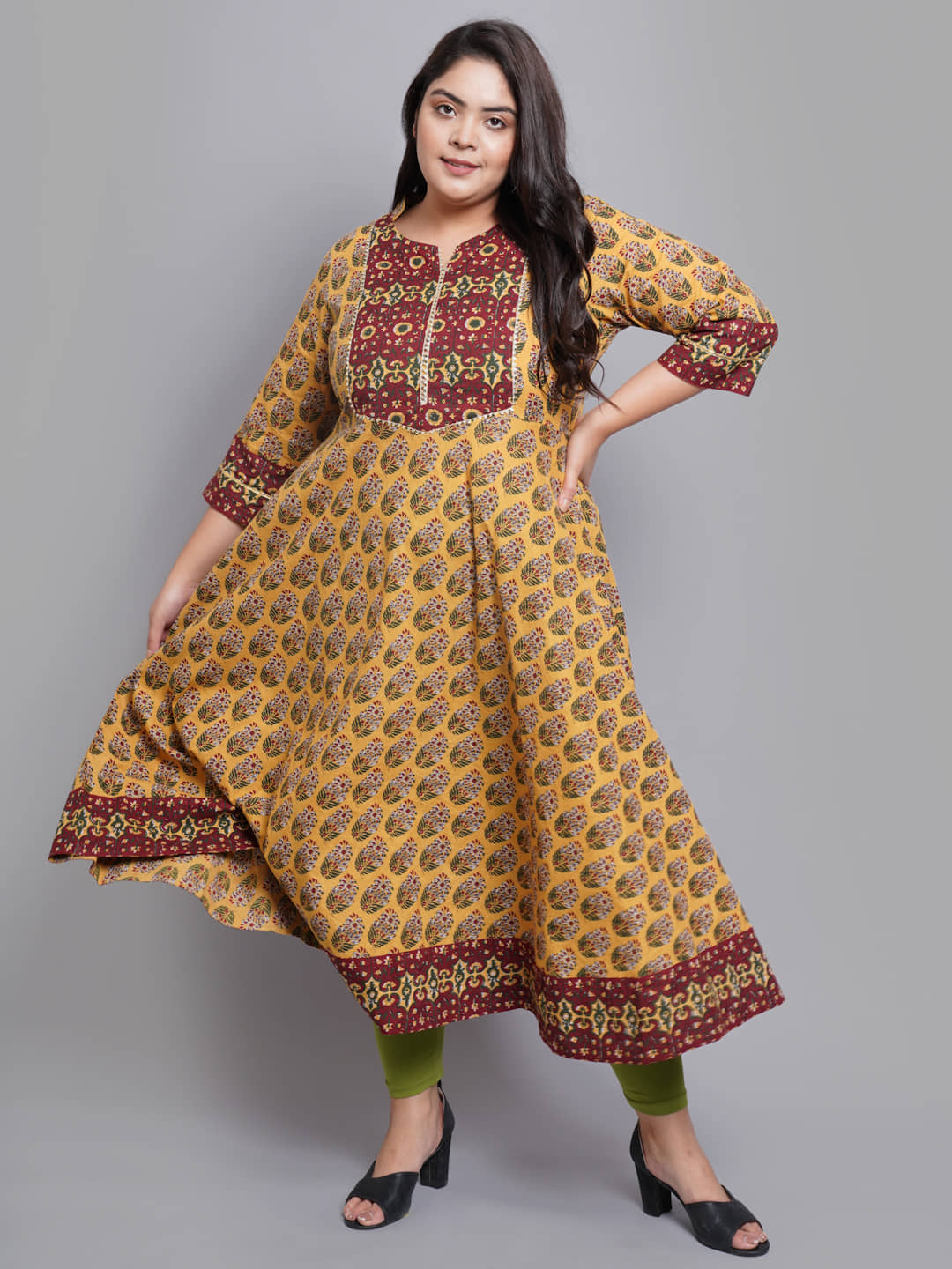 Yash Gallery Pack of 1 Cotton Blend Printed Anarkali Women's Kurti - ( Multicolor ) - Kurtis, Tunics | Buy online on ZillyBuy