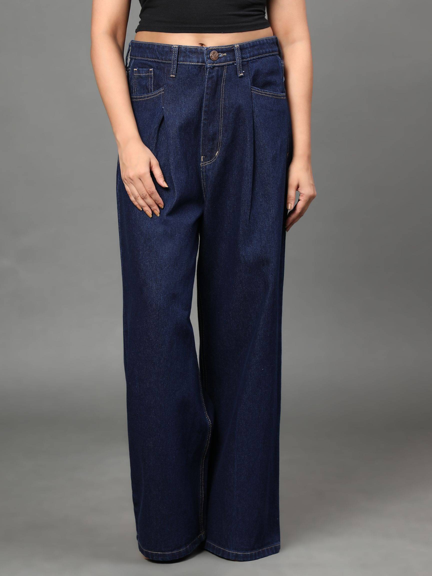     			AngelFab - Navy Blue Denim Flared Women's Jeans ( Pack of 1 )