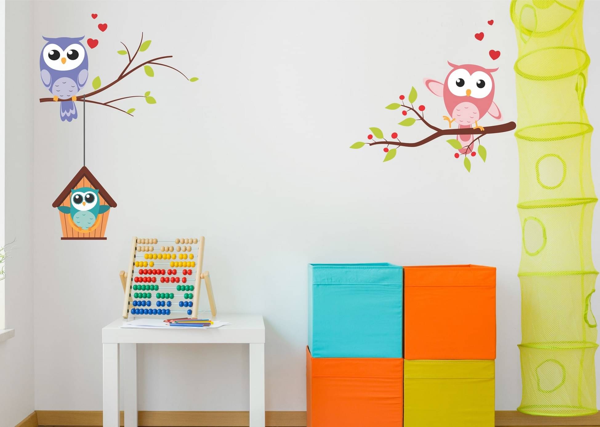    			Asmi Collection Cute Loving Owls Family House on a Tree Wall Sticker ( 60 x 250 cms )