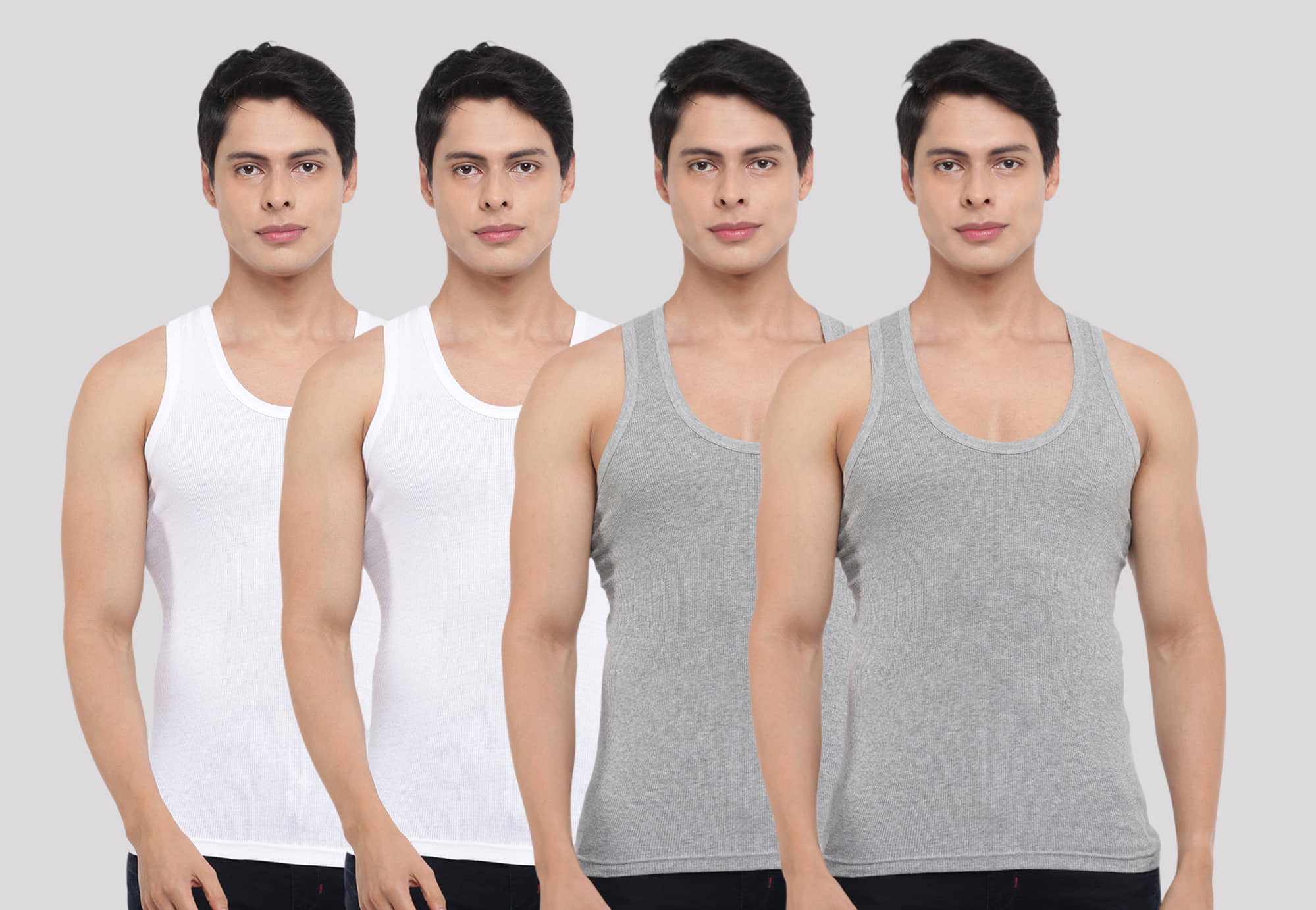 Dollar Bigboss Men's Pack of 4 Solid Combed Cotton Vest - Nightwear & Loungewear | Buy online on ZillyBuy