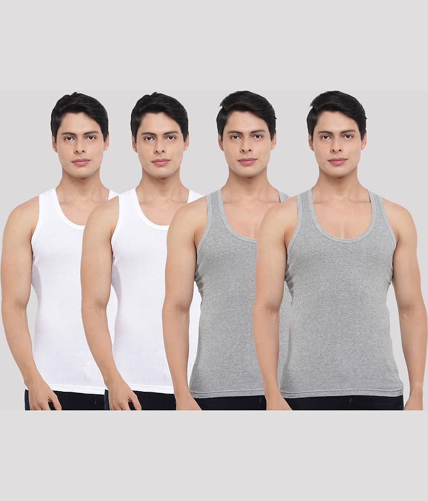 Dollar Bigboss Men's Pack of 4 Solid Combed Cotton Vest - Nightwear & Loungewear | Buy online on ZillyBuy
