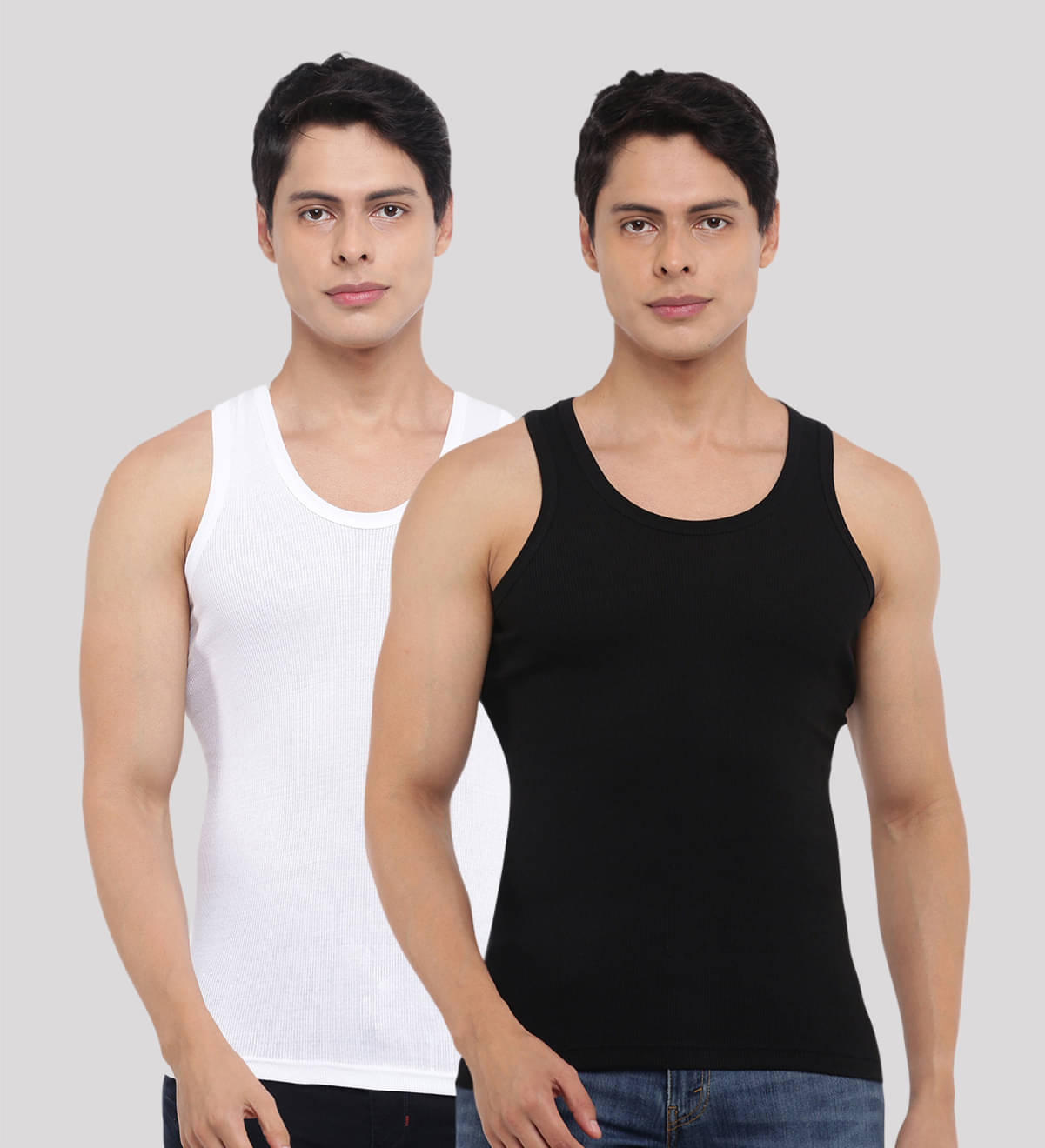 Dollar Bigboss Men's Pack of 2 Solid Combed Cotton Vest Dollar Bigboss Men's Pack of 2 Solid Combed Cotton Vest