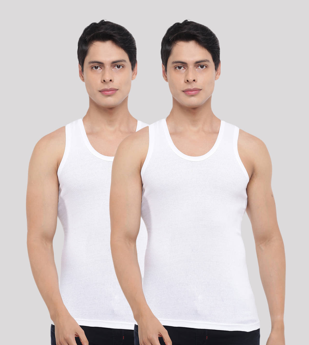 Dollar Bigboss Men's White Pack of 2 Solid Combed Cotton Vest - Nightwear & Loungewear | Buy online on ZillyBuy