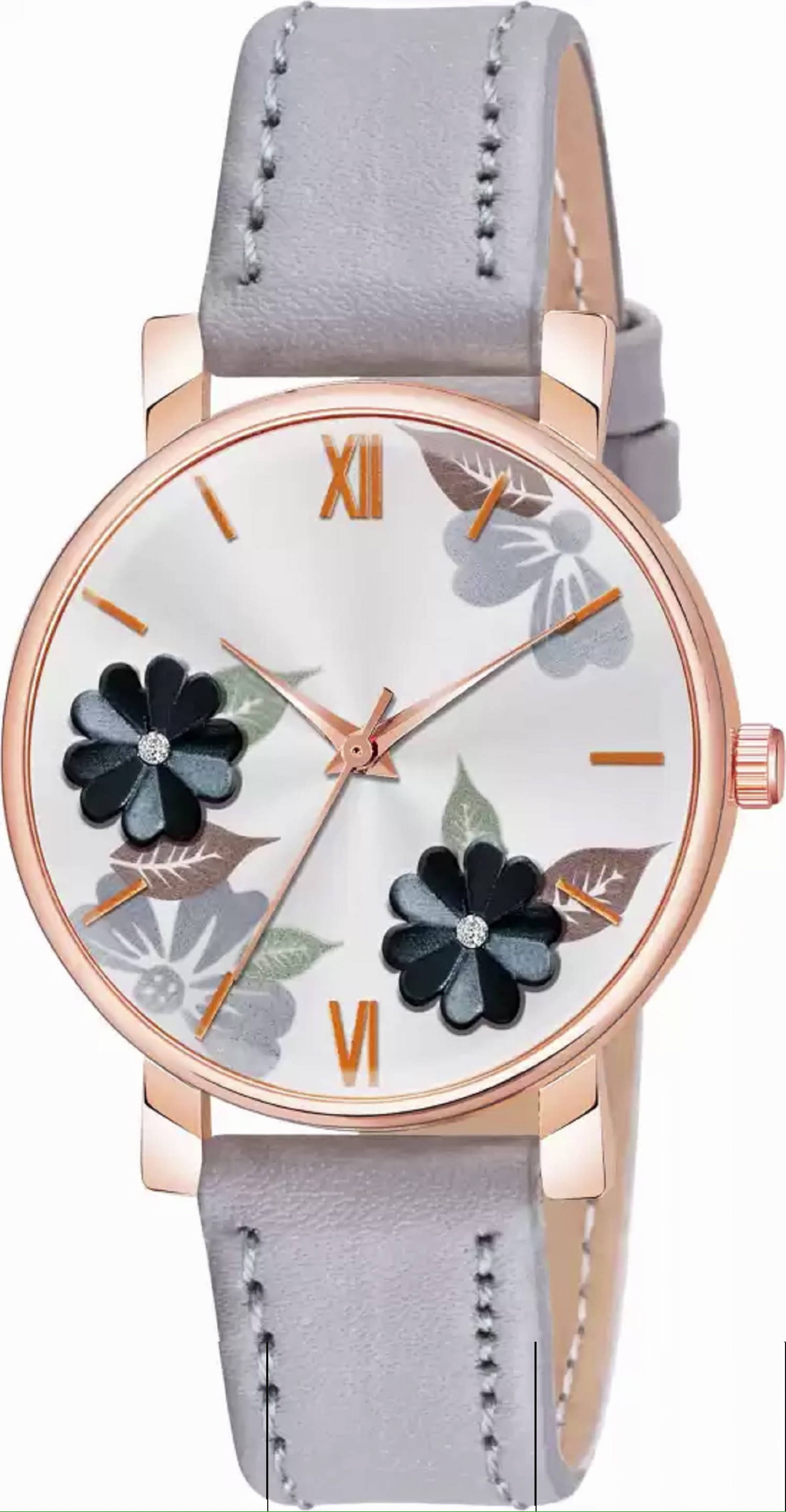     			EMPERO - Light Grey Leather Analog Womens Watch