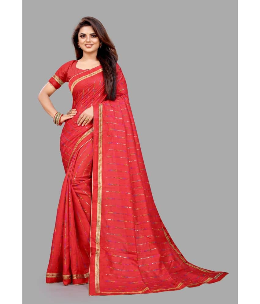Gazal Fashions Georgette Embroidered Saree With Unstitched Blouse Piece ( Red ) - Sarees | Buy online on ZillyBuy
