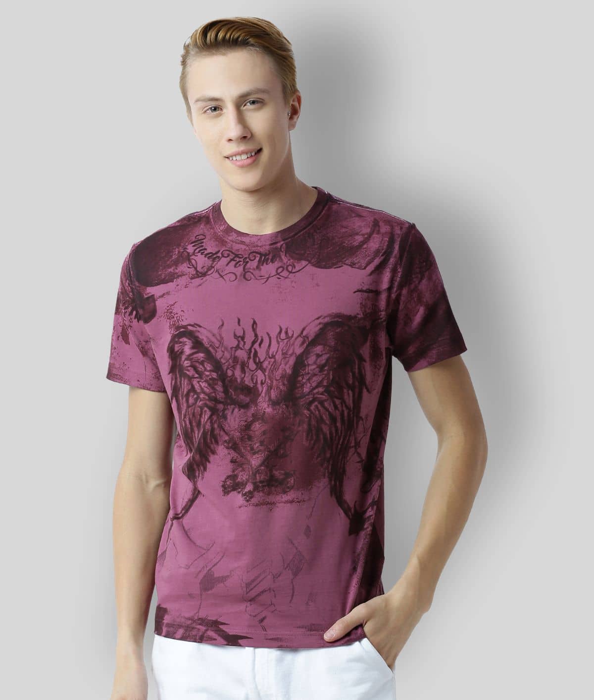 Huetrap Pack of 1 Cotton Regular Fit Men's T-Shirt ( Maroon )