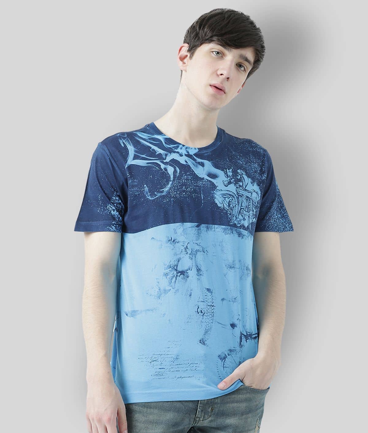Huetrap Pack of 1 Cotton Regular Fit Men's T-Shirt ( Turquoise )