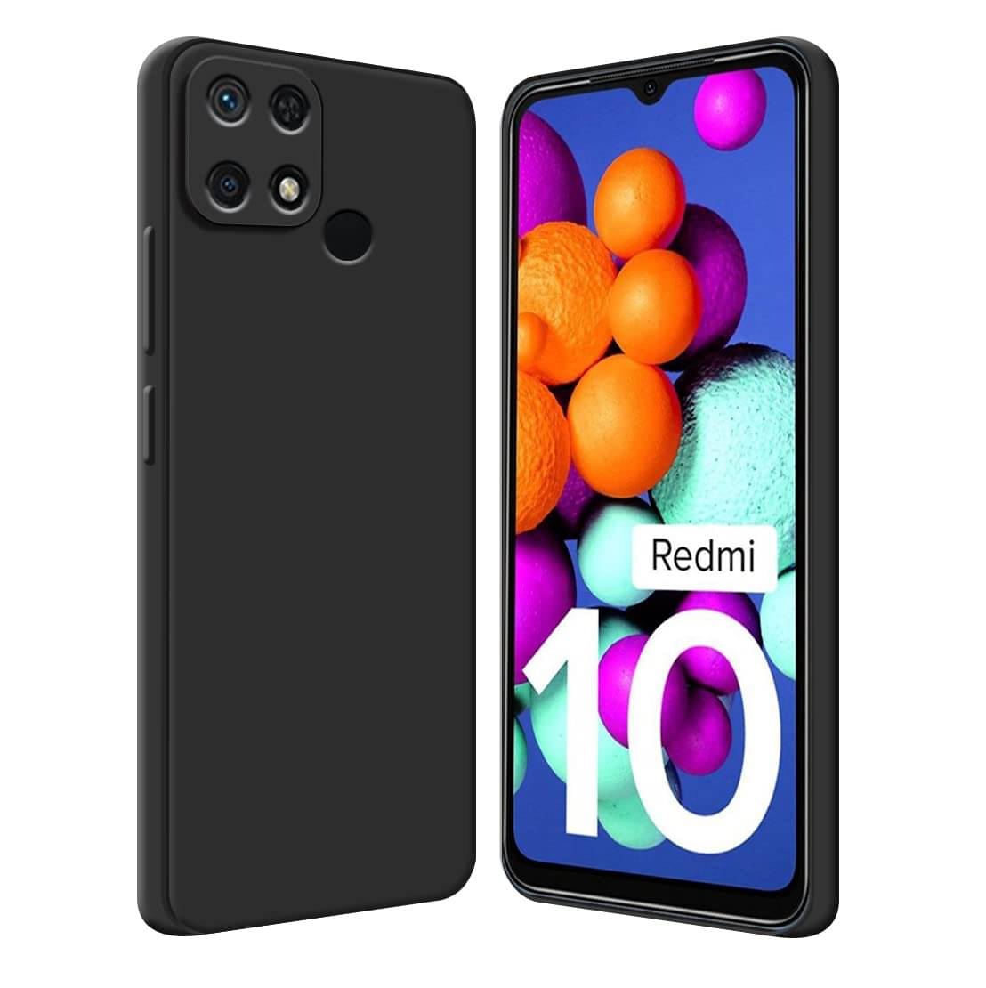     			Spectacular Ace - Black Silicon Soft cases Compatible For Xiaomi Redmi 10 ( Pack of 1 )