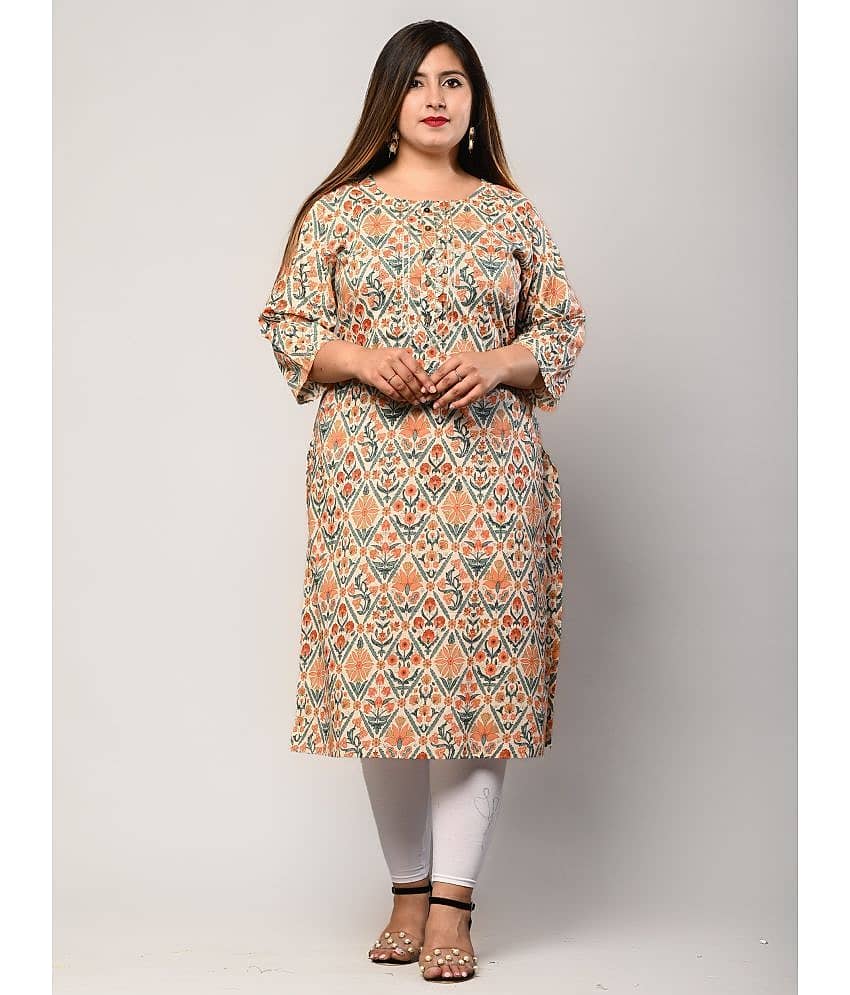 Swasti - Beige Cotton Women's Straight Kurti ( Pack of 1 ) - Kurtis, Tunics | Buy online on ZillyBuy