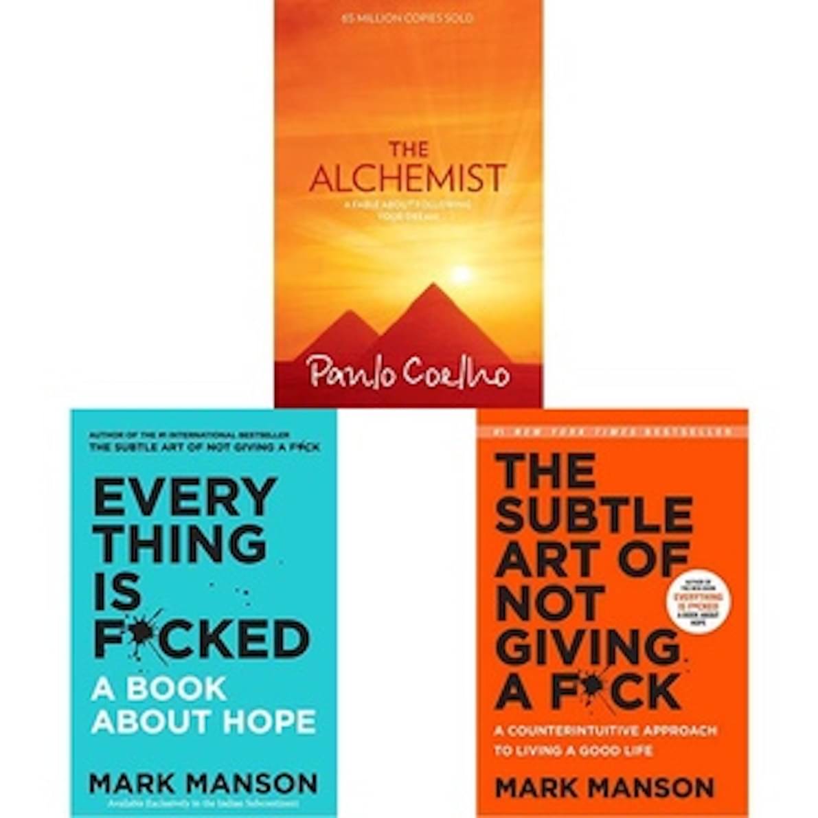 The Alchemist by + Everything Is F*Cked + The Subtle Art Of Not Giving A F*Ck by Mark Manson, Paulo Coelho (Set of 3) The Alchemist by + Everything Is F*Cked + The Subtle Art Of Not Giving A F*Ck by Mark Manson, Paulo Coelho (Set of 3)