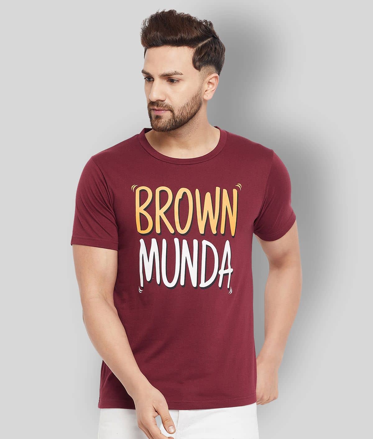 The Million Club Pack of 1 Cotton Blend Regular Fit Men's T-Shirt ( Maroon )