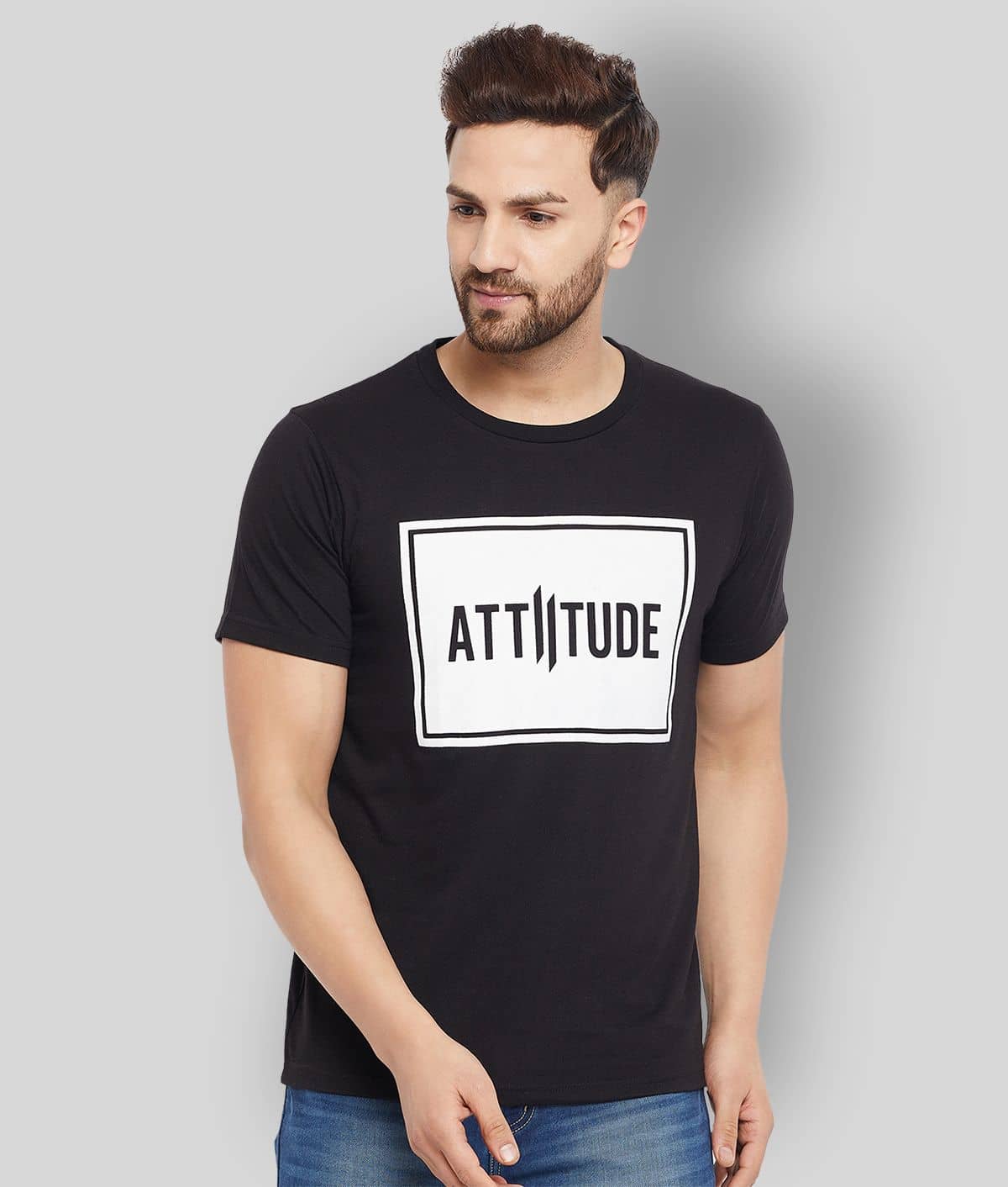 The Million Club Pack of 1 Cotton Blend Regular Fit Men's T-Shirt ( Black )