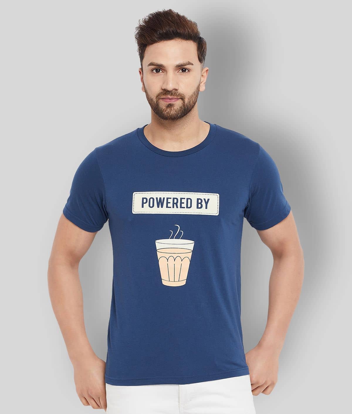 The Million Club Pack of 1 Cotton Blend Regular Fit Men's T-Shirt ( Navy Blue )