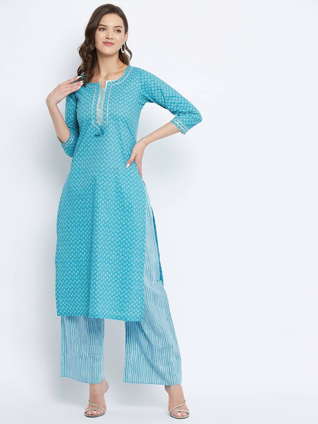 Tissu - Turquoise Straight Cotton Women's Stitched Salwar Suit ( Pack of 1 ) Tissu - Turquoise Straight Cotton Women's Stitched Salwar Suit ( Pack of 1 )