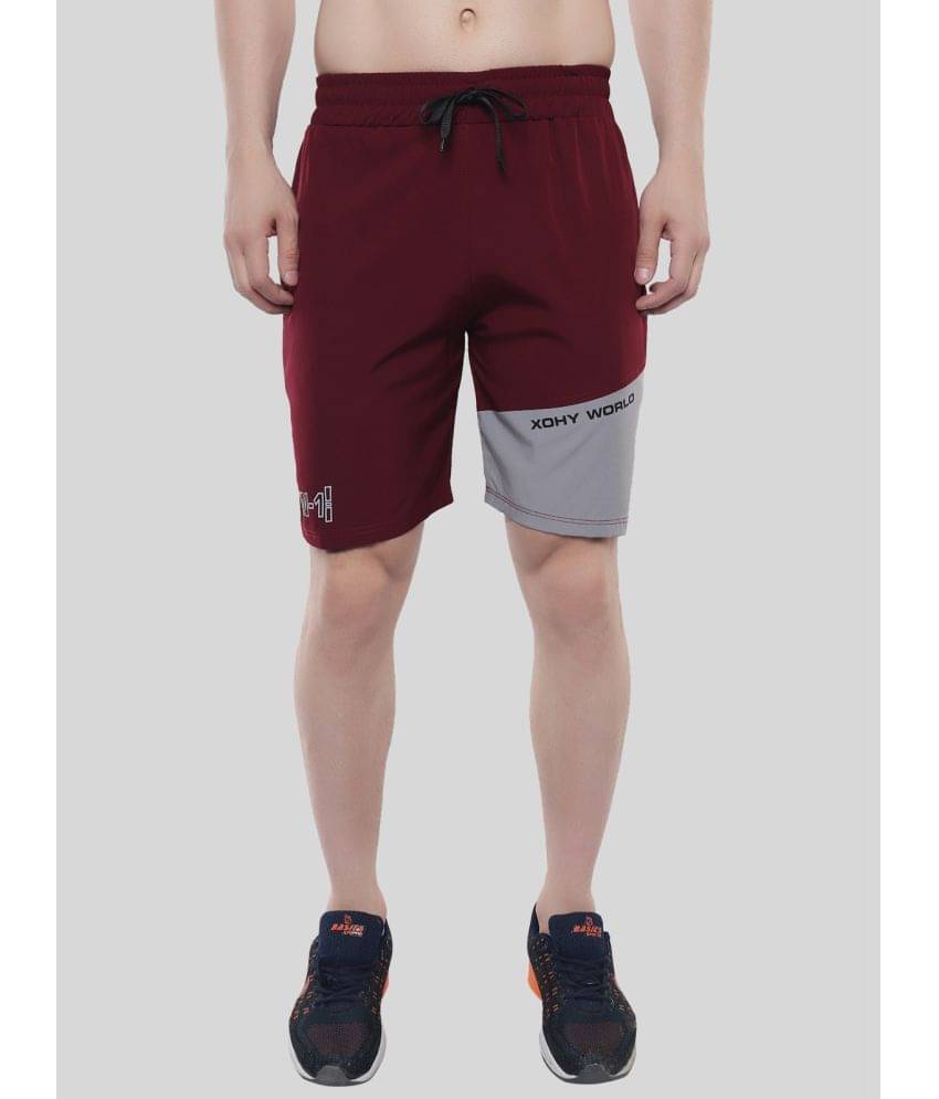 xohy Maroon Cotton Blend Men's Shorts ( Pack of 1 )     			xohy Maroon Cotton Blend Men's Shorts ( Pack of 1 )