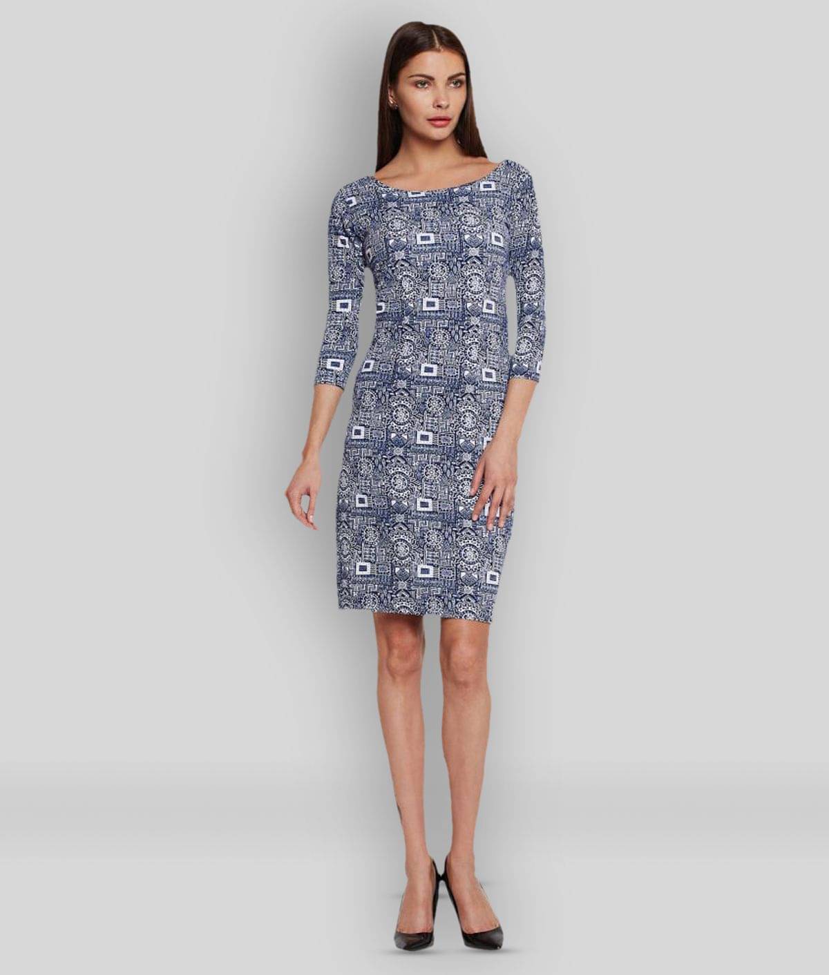     			Addyvero Women Cotton Blend Printed Bodycon Dress ( Multicolor )