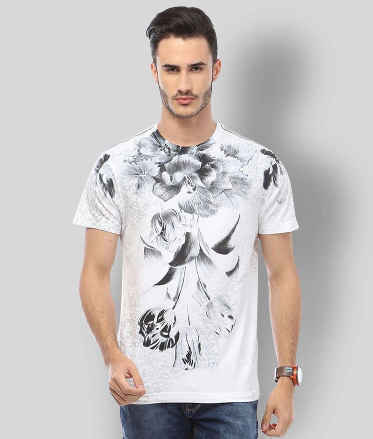 Huetrap Pack of 1 Cotton Regular Fit Men's T-Shirt ( White )