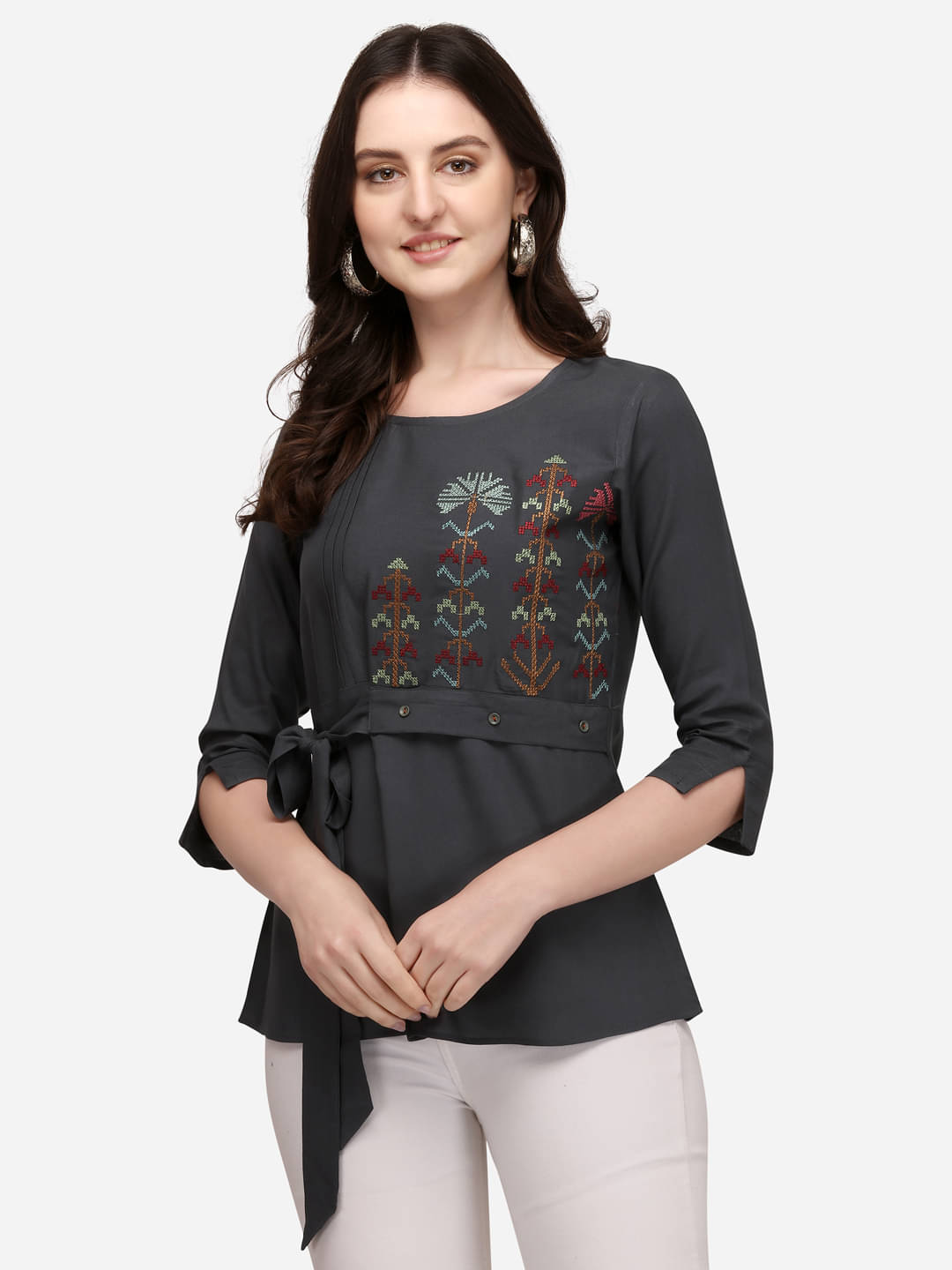     			Prettify Women's Rayon Regular Top ( Dark Grey )
