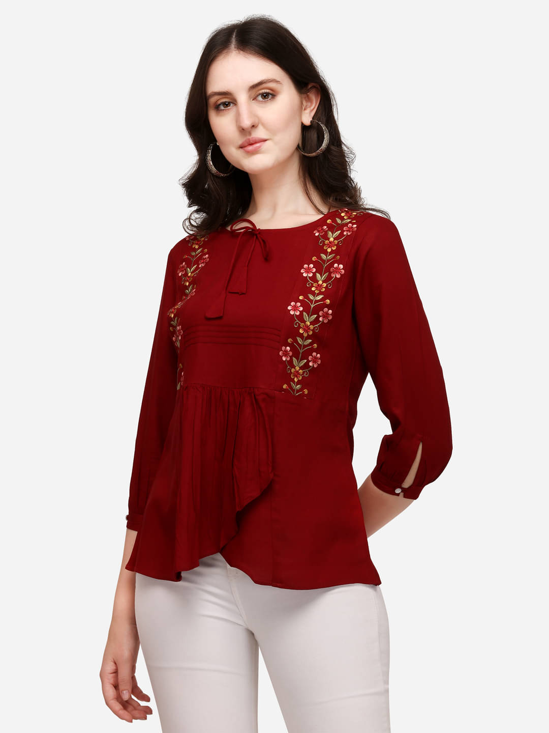 Prettify Women's Rayon Regular Top ( Red ) Prettify Women's Rayon Regular Top ( Red )