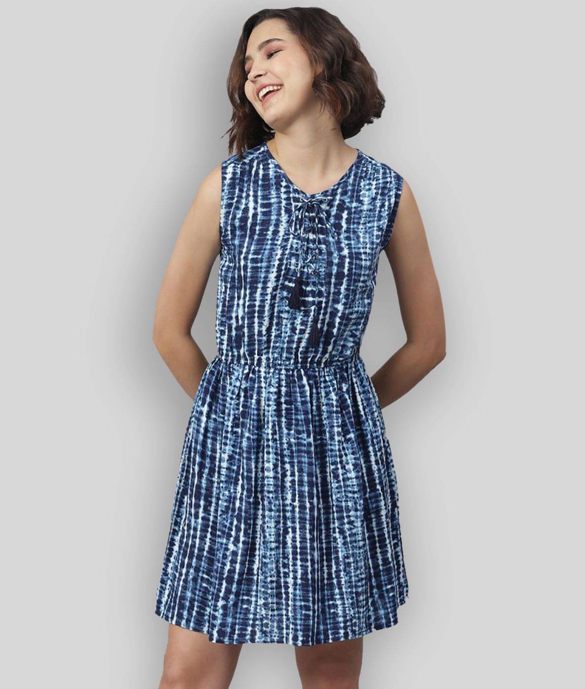 StyleStone Women Rayon Dyed A-line Dress ( Multicolor ) StyleStone Women Rayon Dyed A-line Dress ( Multicolor )