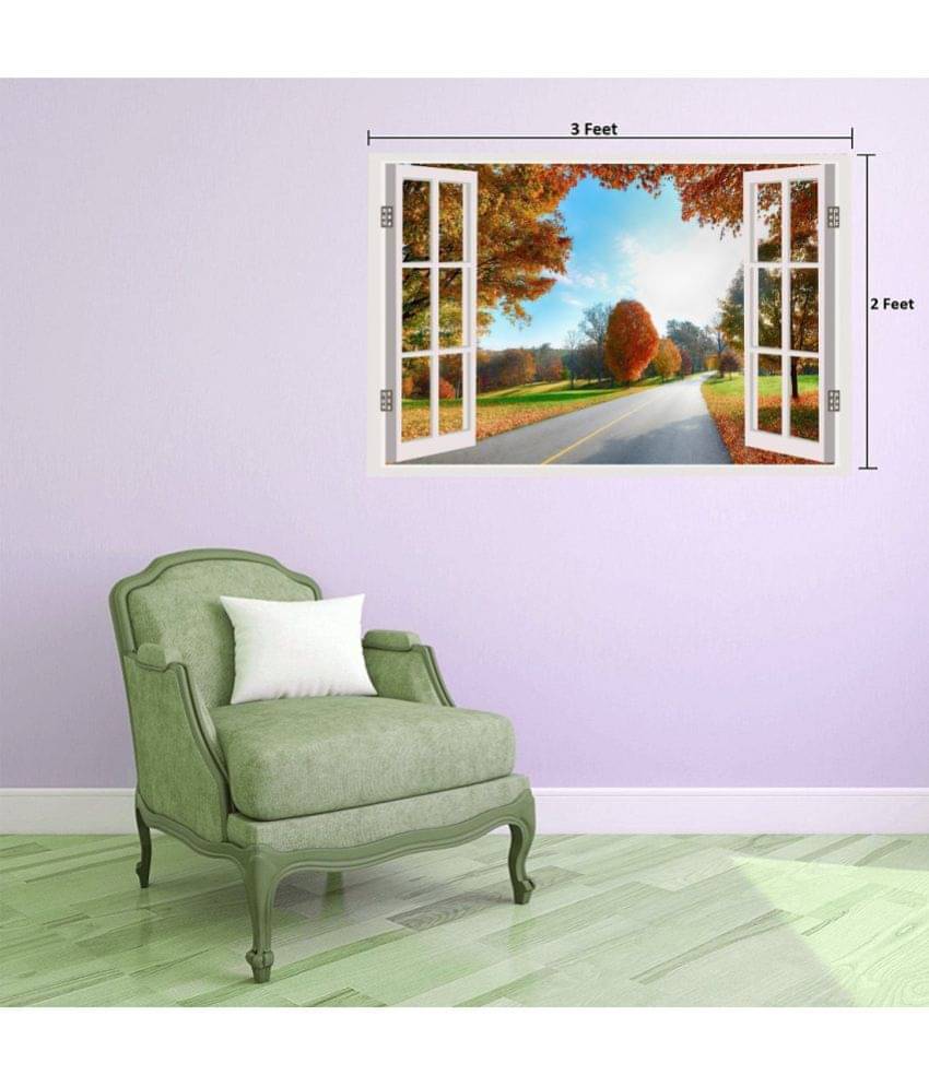 Asmi Collection Beautiful Road and Autumn Trees Window Illusion Wall Sticker ( 60 x 90 cms )     			Asmi Collection Beautiful Road and Autumn Trees Window Illusion Wall Sticker ( 60 x 90 cms )