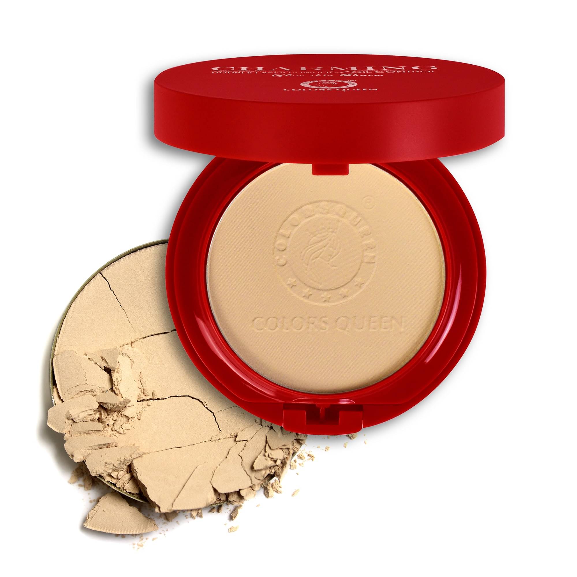     			Colors Queen 2-in-1 Charming Compact Powder with Mirror and Puff 18g, Sand (Shade - 04)