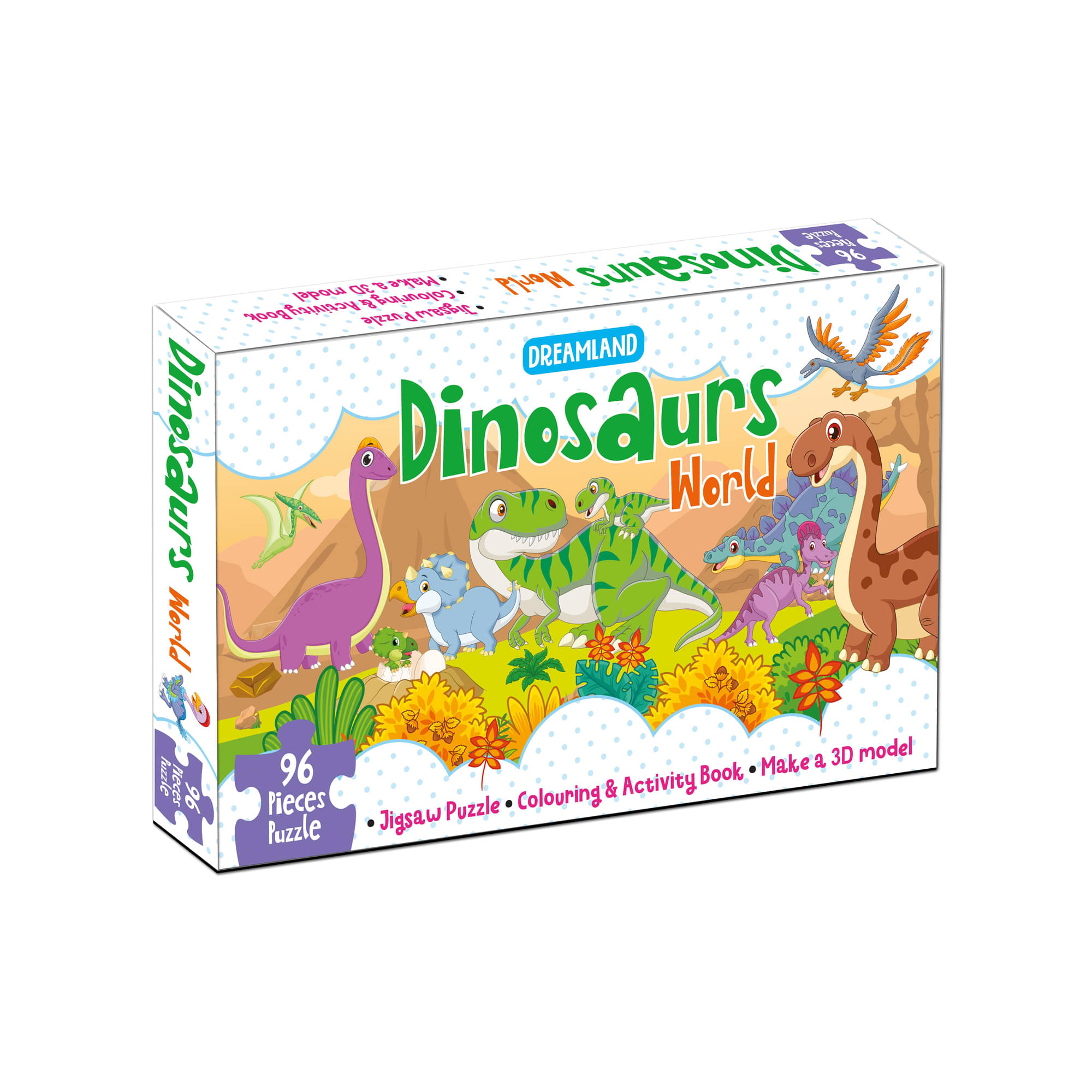     			Dinosaurs World Jigsaw Puzzle for Kids - 96 Pcs | With Colouring & Activity Book and 3D Model